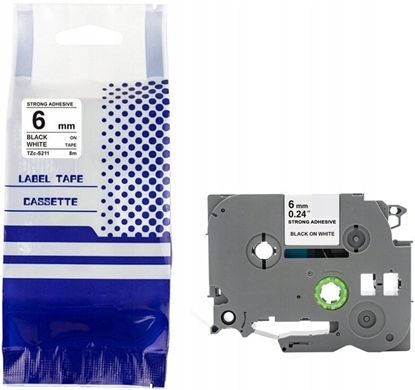 Picture of Tama BROTHER TZe-S211 6mm x 8m czarny na biaym zamiennik