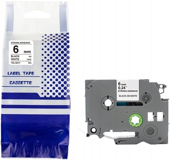 Picture of Tama BROTHER TZe-S211 6mm x 8m czarny na biaym zamiennik