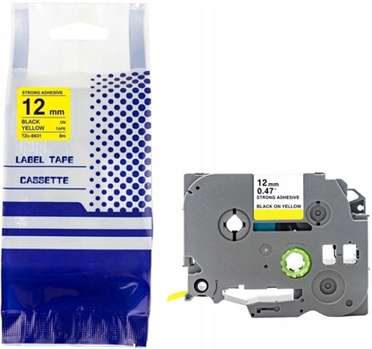 Attēls no Tama BROTHER TZE-S631 12mm x 8m czarny na ótym zamiennik