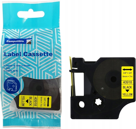 Picture of Tama DYMO D1 40918 9mm x 7m S0720730 czarny na ótym zamiennik