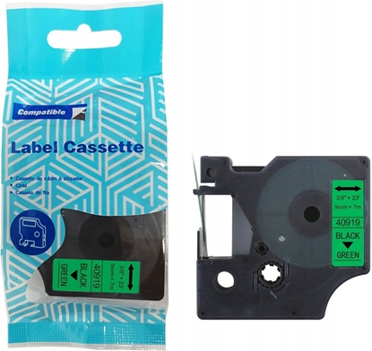 Attēls no Tama DYMO D1 40919 9mm x 7m S0720740 czarny na zielonym zamiennik