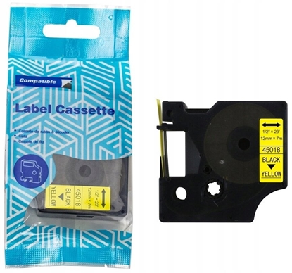 Attēls no Tama DYMO D1 45018 12mm x 7m S0720580 czarny na ótym zamiennik