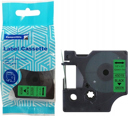Attēls no Tama DYMO D1 45019 12mm x 7m S0720590 czarny na zielonym zamiennik