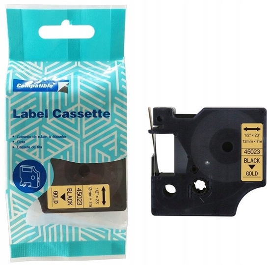 Изображение Tama DYMO D1 45023 12mm x 7m S0720630 czarny na zotym zamiennik
