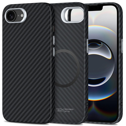 Attēls no TECH-PROTECT ION CARBON MAGSAFE IPHONE 16E BLACK|S