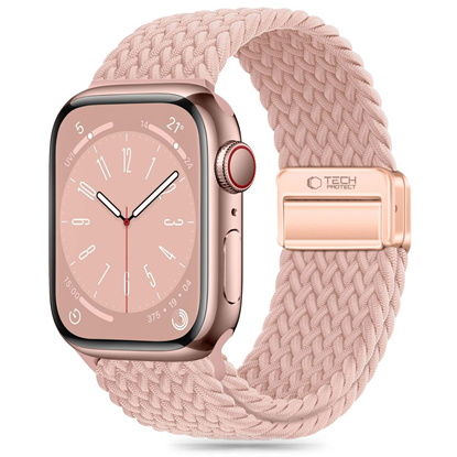 Attēls no Tech-Protect Pasek do APPLE WATCH 3 / 4 / 5 / 6 / 7 / 8 / 9 / SE (38 / 40 / 41 MM) Tech-Protect Nylonmag Dusty róowe