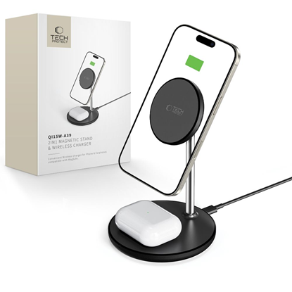 Attēls no TECH-PROTECT QI15W-A39 2IN1 MAGNETIC MAGSAFE WIREL