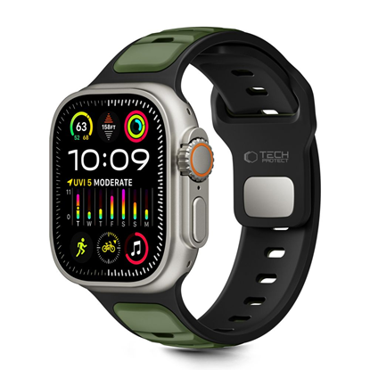 Attēls no Tech-Protect Tech-Protect IconBand Line Strap for Apple Watch 44 / 45 / 46 / 49 mm - Black and Green