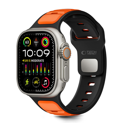 Attēls no Tech-Protect Tech-Protect IconBand Line Strap for Apple Watch 44 / 45 / 46 / 49 mm - Black and Orange