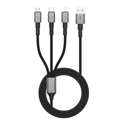 Изображение Kabel USB Tech-Protect USB-A - USB-C + microUSB + Lightning 1.2 m Szary (5906302330294)