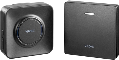 Изображение TELERO AC, dzwonek bezprzewodowy, sieciowy, przycisk bezbateryjny, learning system, 36 dwików, 200m, czarny,DB-8/B