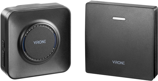 Picture of TELERO AC, dzwonek bezprzewodowy, sieciowy, przycisk bezbateryjny, learning system, 36 dwików, 200m, czarny,DB-8/B