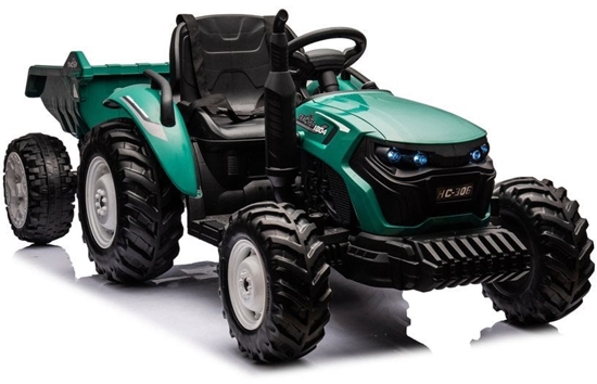 Picture of Lean Cars Traktor na akumulator HC-306 z przyczep ciemno zielony 24V (25072)