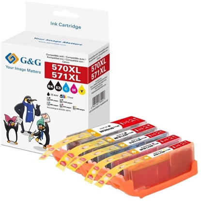 Изображение Tusz G&G XL-kartride zestaw 5 dla Canon PGI-570XL/ CLI-571
