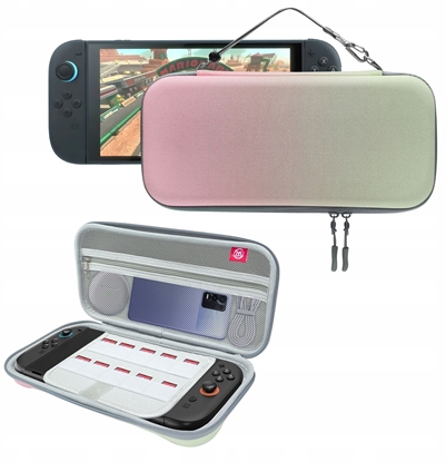 Picture of Twardy Sztywny Pokrowiec Futera Etui Walizka Case Do Nintendo Switch 2 / Ns2 /  Jys-ns2283 / Róowo - Zielony