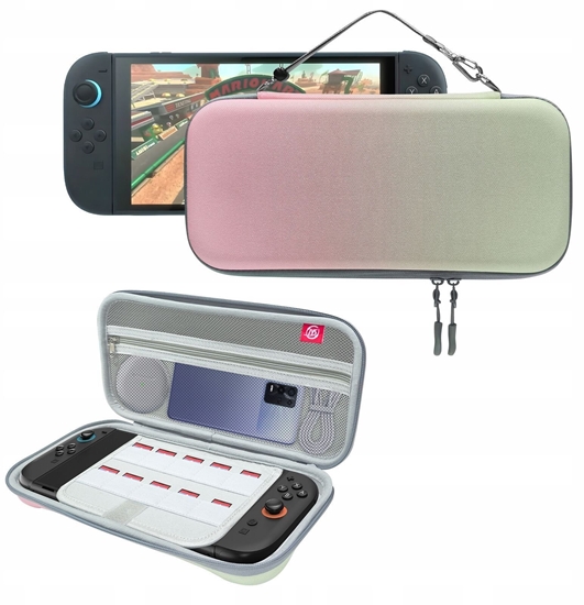 Picture of Twardy Sztywny Pokrowiec Futera Etui Walizka Case Do Nintendo Switch 2 / Ns2 /  Jys-ns2283 / Róowo - Zielony