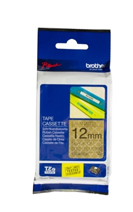 Изображение TZe-MPGG31 dekor.uzlīmju lente, MELNS uz ZELTA ORNAM, 12mm x 4metri