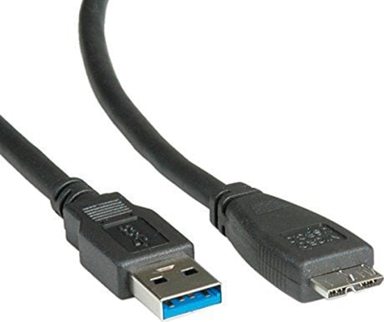 Изображение USB 3.2 Gen1 kabelis  A-microB, M/M, melns, 80cm, Roline