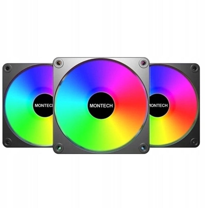 Attēls no Wentylator Montech Zestaw wentylatorów GF120 V2 ARGB PWM Black 120mm (3-pak)