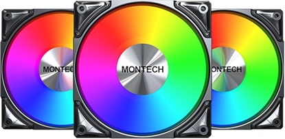 Attēls no Wentylator Montech Zestaw wentylatorów Metal Pro 12 ARGB PWM Black 120mm (3-pak)