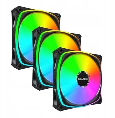 Attēls no Wentylator Montech Zestaw wentylatorów RX120 Pro ARGB PWM Reverse Black 120mm (3-pak)