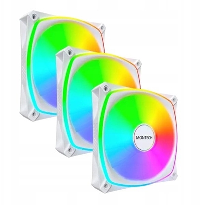 Attēls no Wentylator Montech Zestaw wentylatorów RX120 Pro ARGB PWM Reverse White 120mm (3-pak)