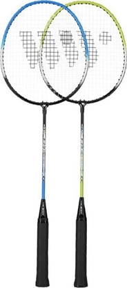 Attēls no WISH STEELTEC 216K ZESTAW RAKIET DO BADMINTONA ZIELONY+NIEBIESKI + LOTKI 3 SZT WISH