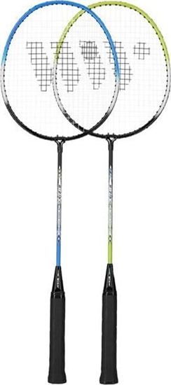 Изображение WISH STEELTEC 216K ZESTAW RAKIET DO BADMINTONA ZIELONY+NIEBIESKI + LOTKI 3 SZT WISH