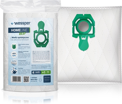 Изображение Worek do odkurzacza Wessper do Zelmer Syrius Orion Cobra ZZMB01, IZ-49.4120PF, 49.4120, Safbag Zielony - syntetyczne 4 sztuki + filtr