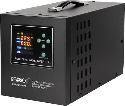 Attēls no Zasilacz awaryjny KEMOT PROsinus-2600/24-LFP4 przetwornica z czystym przebiegiem sinusoidalnym i funkcj adowania 24V 230V 2600VA/1800W