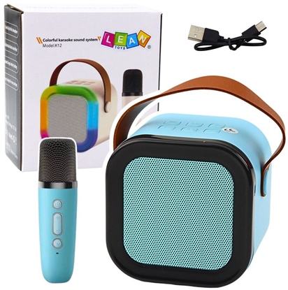 Изображение Zestaw Karaoke Gonik Mikrofon Bezprzewodowy K12 RGB Bluetooth Niebieski LEAN Toys