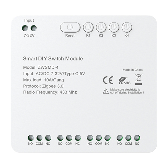 Изображение 4-channel ZigBee switch module with voltage-free D