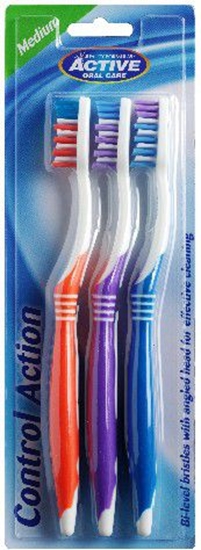Изображение Active  Oral Care Szczoteczka Control Action rednia 3szt
