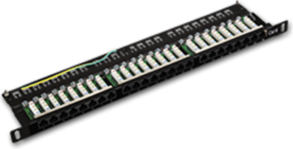 Attēls no Alantec Patch panel UTP kat.5e, Optimum 0.5U - 24 porty LSA z pók, czarny (PK032)