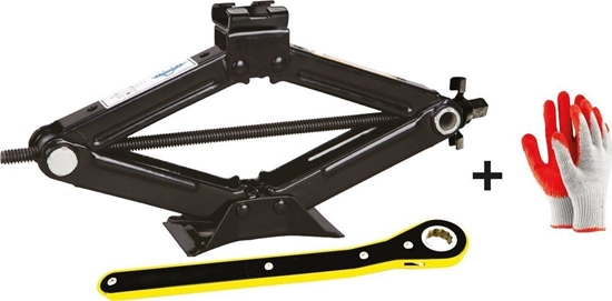 Изображение AMiO Podnonik trapezowy 2t z kluczem grzechotk + rkawiczki robocze