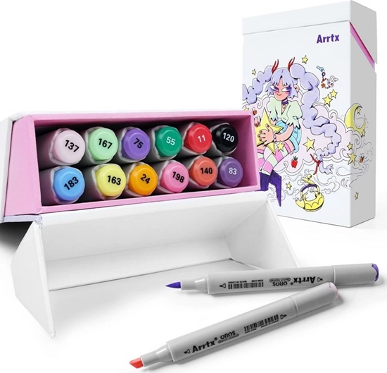 Изображение ARRTX Dvipusiai markeriai - flomasteriai ARRTX Oros, 12 spalv, pastelini ton