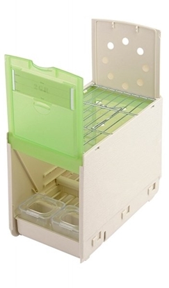 Attēls no ART-MET Secondino Medio transport dla ptaków, beowo-zielony, 20x11xwys14 cm, z miskami i erd