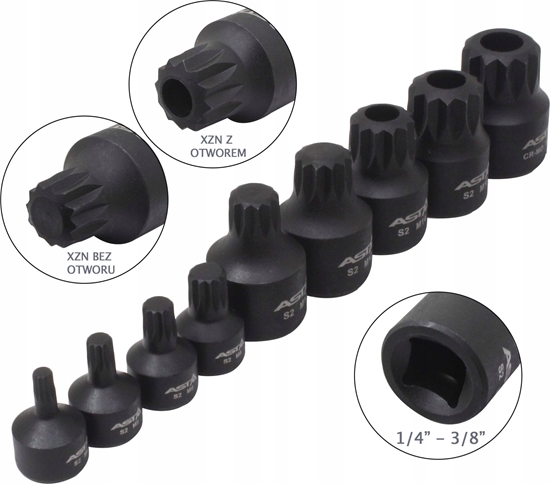Изображение ASTA IMPACT SOCKETS XZN 1/4"-3/8" 9pcs.