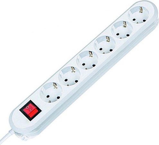 Изображение Bachmann SMART socket strip 6x earthing contact, switch, white, 1.5 m