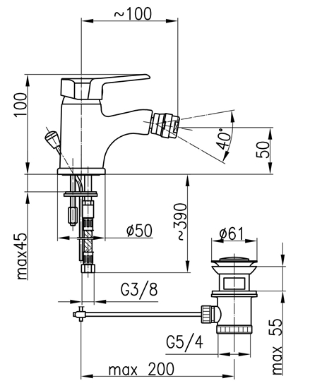 Изображение Bateria bidetowa KFA Beryl stojca chrom (4807-015-00)