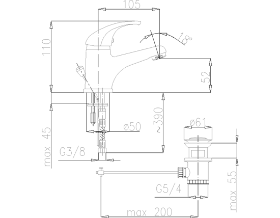 Picture of Bateria umywalkowa KFA Baryt stojca chrom (552-815-00)