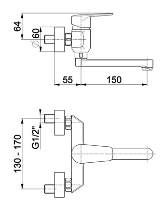 Picture of Bateria umywalkowa KFA German cienna chrom (4510-810-00)