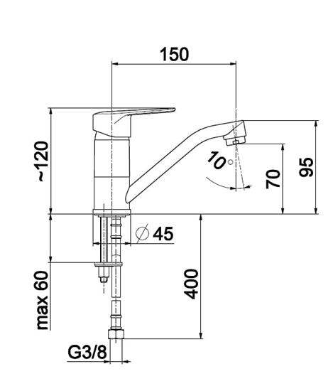 Picture of Bateria umywalkowa KFA German stojca chrom (4512-915-00)