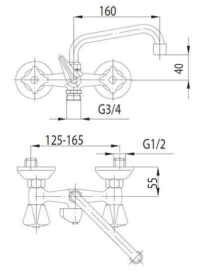 Picture of Bateria umywalkowa KFA Standard cienna chrom (300-319-00)