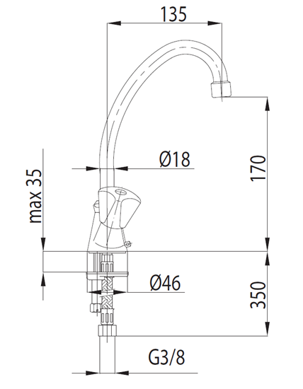 Picture of Bateria umywalkowa KFA Standard stojca chrom (302-315-00)