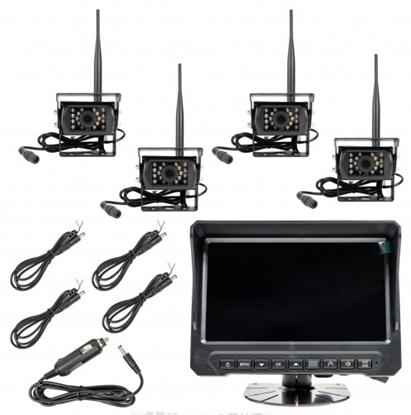Attēls no Bezvadu video novērošanas komplekts komerctransportam ar DVR, LCD monitoru un 4 kamerām, SD slots