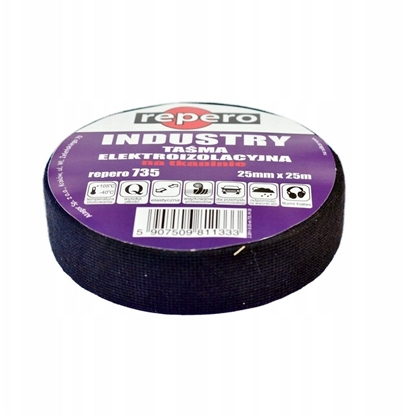 Attēls no Blue Line Tama izolacyjna INDUSTRY na tkaninie 25mm x 25m Repero 735 czarny