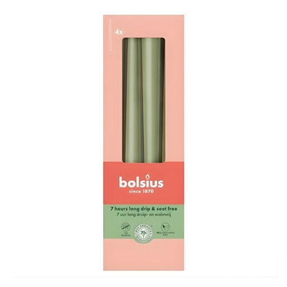 Attēls no Bolsius Table Candles 4pcs 245/24mm Olive Green