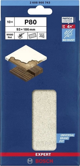 Изображение Bosch BOSCH Mesh structure sanding sheet M480 93x186 P80 10x - 2608900743 EXPERT RANGE