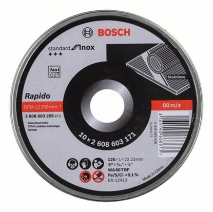 Picture of Bosch cutting disk straight for Inox Rapido in Dose 10x125,1mm